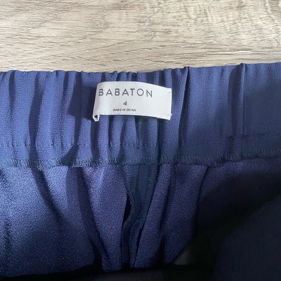 Aritzia Babaton Cohen Pull On‎ Pants White Stripe Navy Size 4 Casual Work Career - Picture 5 of 5